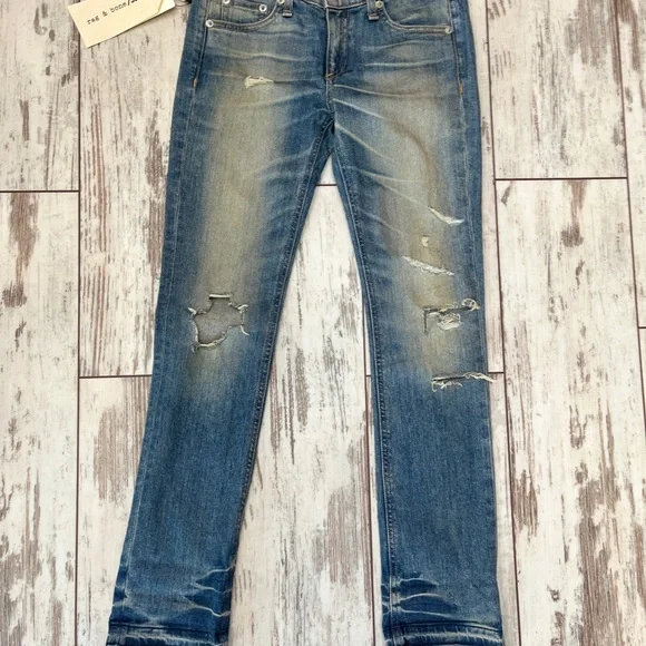Rag & Bone Distressed Cropped Jeans Raw Hem Size 25 NWT - Picture 5 of 16